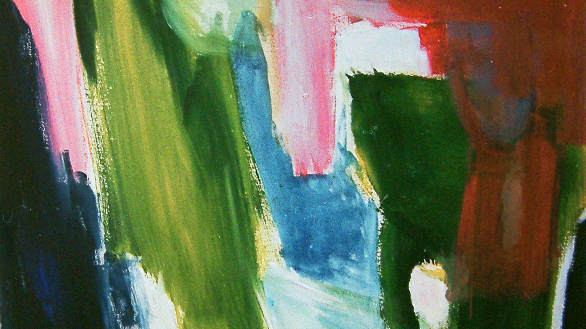 Colorful abstract painting with layered brushstrokes